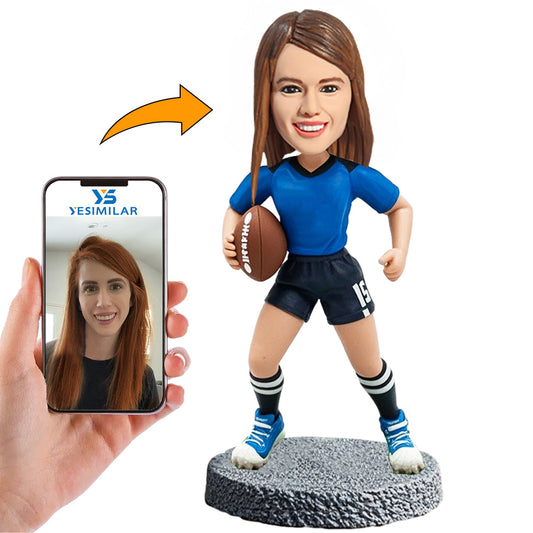 Handmade Female Football Lover Custom Bobbleheads