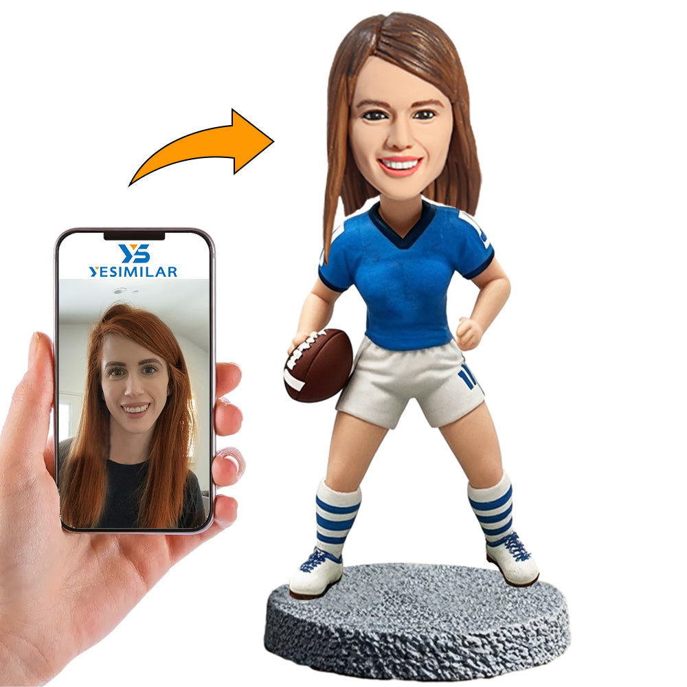 Handmade Woman Football Lover Custom Bobbleheads