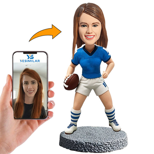 Handmade Woman Football Lover Custom Bobbleheads