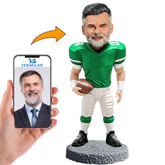 Handmade Green Suit Male Football Player Custom Bobbleheads