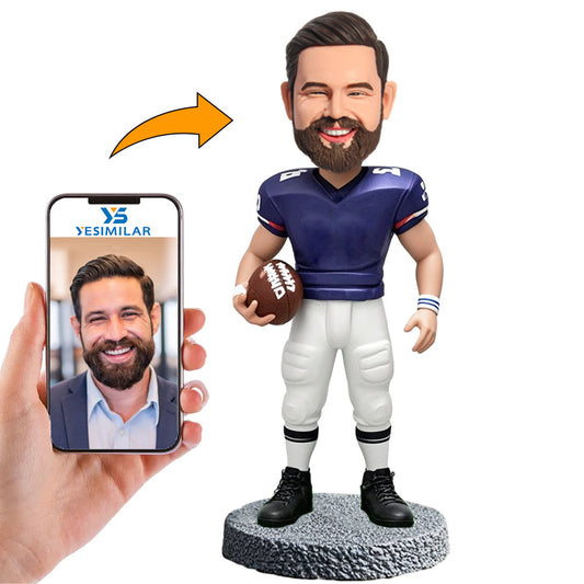 Handmade Purple Shirt Male Football Player Custom Bobbleheads