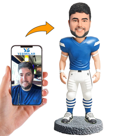 Handmade Male Football Player Wearing Team Uniform Custom Bobbleheads