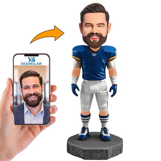 Handmade Male Football Player Wearing Uniform Custom Bobbleheads