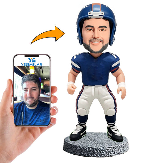 Handmade Happy Football Player With Hat Custom Bobbleheads