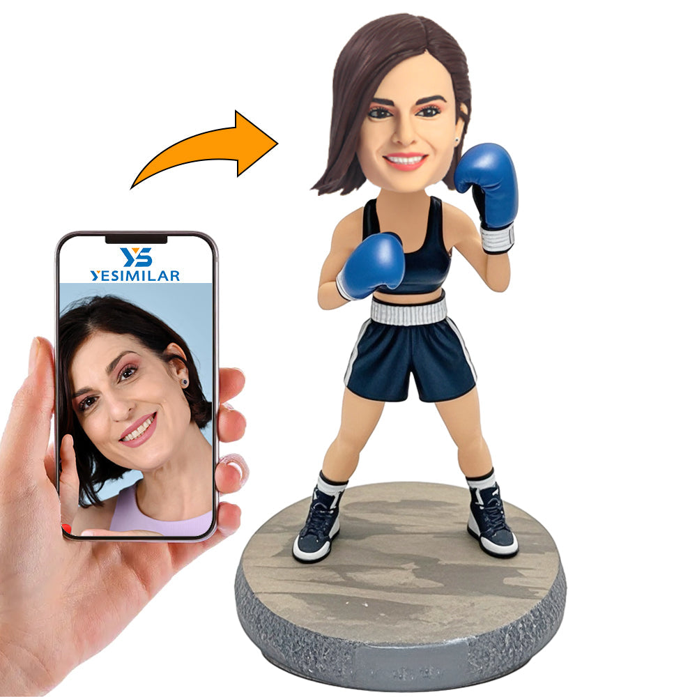 Handmade Female Boxer with Boxing Gloves Custom Bobbleheads