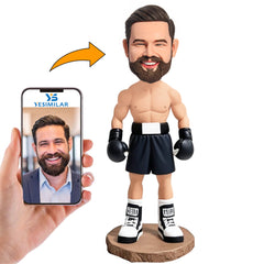 Handmade Black Pants Male Boxing Enthusiast Custom Bobbleheads