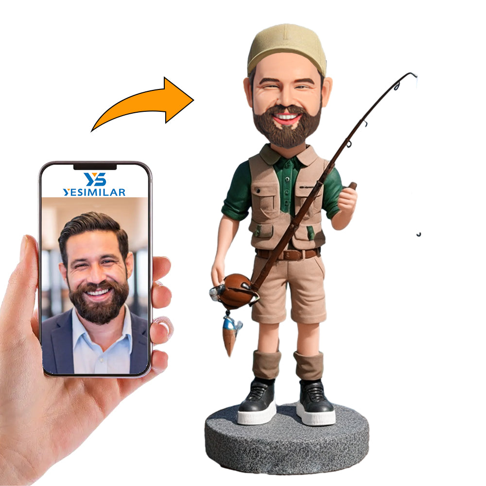 Handmade Fishing Man Custom Bobbleheads
