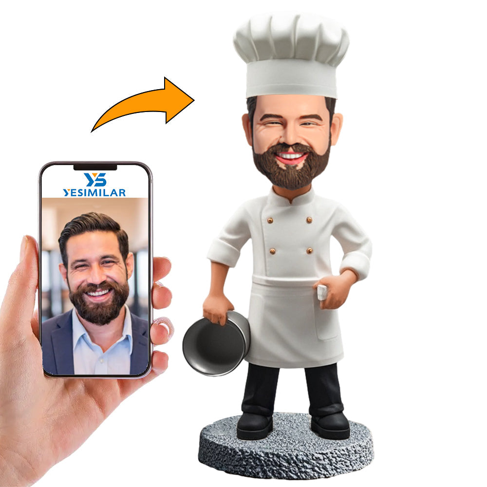 Handmade Chef Holding a Pot Custom Bobbleheads