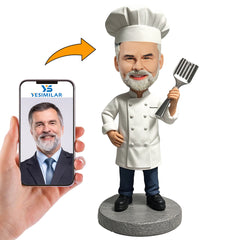 Handmade Chef Holding Spatula Custom Bobbleheads