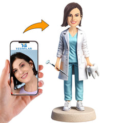 Female Dentist Holding Tooth Custom Bobbleheads