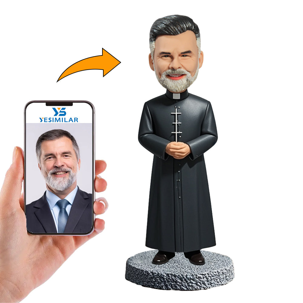 Handcraft Male Priest Wearing Black Suit Custom Bobbleheads