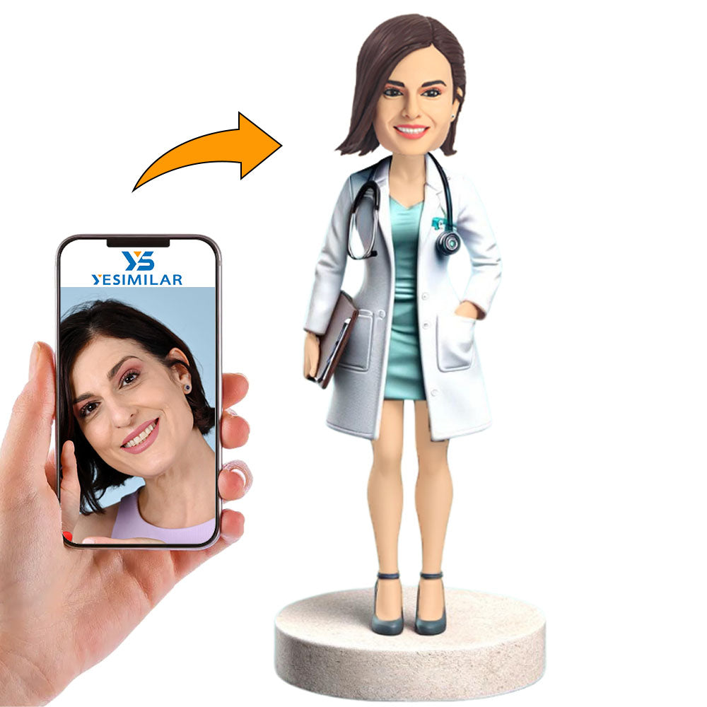 Female Doctor with Stethoscope Custom Bobbleheads