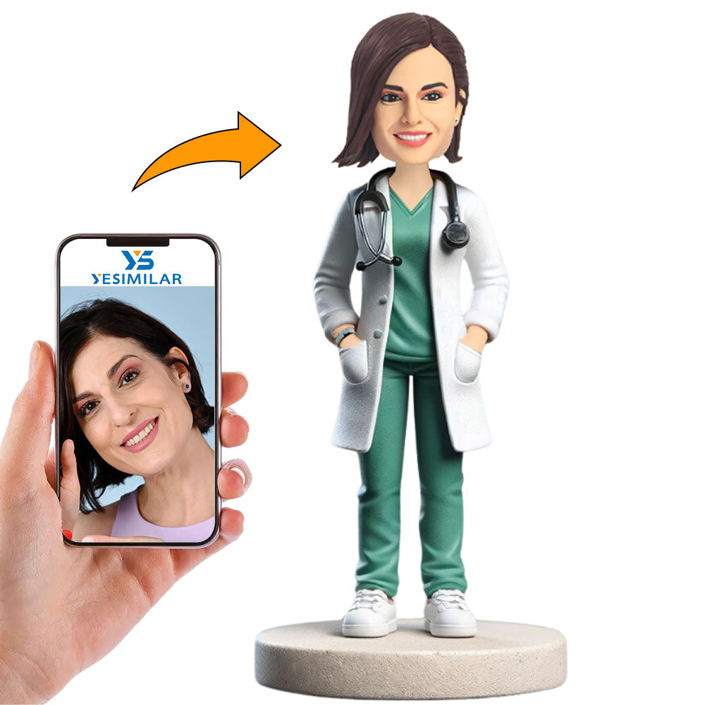 Female Operating Room Doctor with Stethoscope Custom Bobbleheads