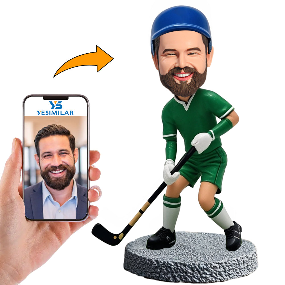 Handcraft Hockey Player with Green Hat Custom Bobbleheads