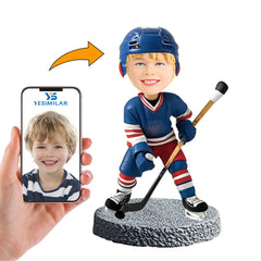 Handcraft Blue Suit Child Hockey Player Custom Bobbleheads