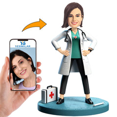 Female Doctor with Medical Kit Custom Bobbleheads