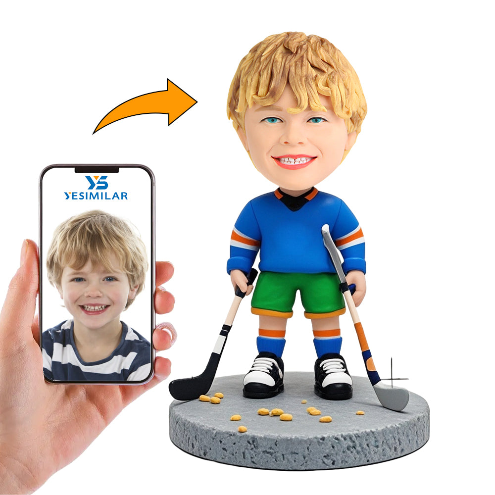 Handcraft Kid Playing Hockey Custom Bobbleheads