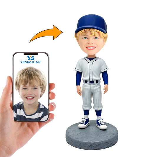 Handcraft White Suit Kid Baseball Player Custom Bobbleheads