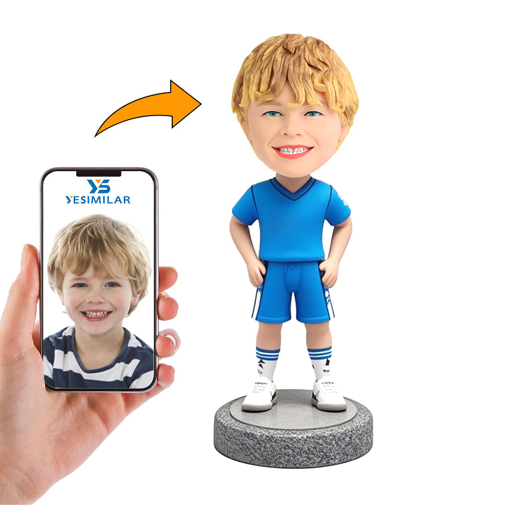 Handcraft Blue Suit Clothes Child Custom Bobbleheads