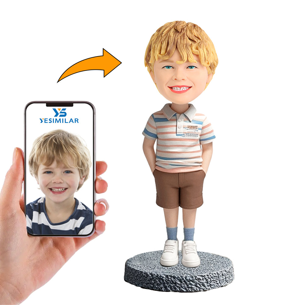 Handcraft Boy in Striped Shirt Custom Bobbleheads