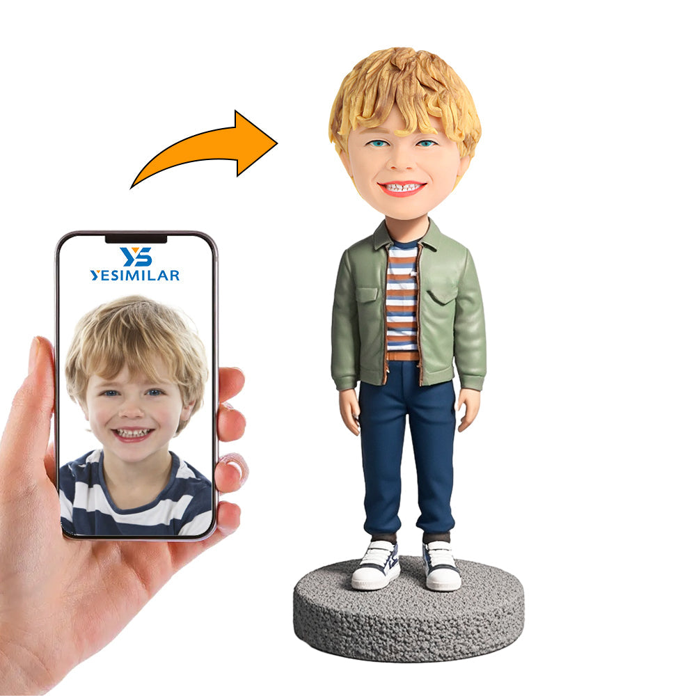 Handcraft Child Wearing Jacket Custom Bobbleheads