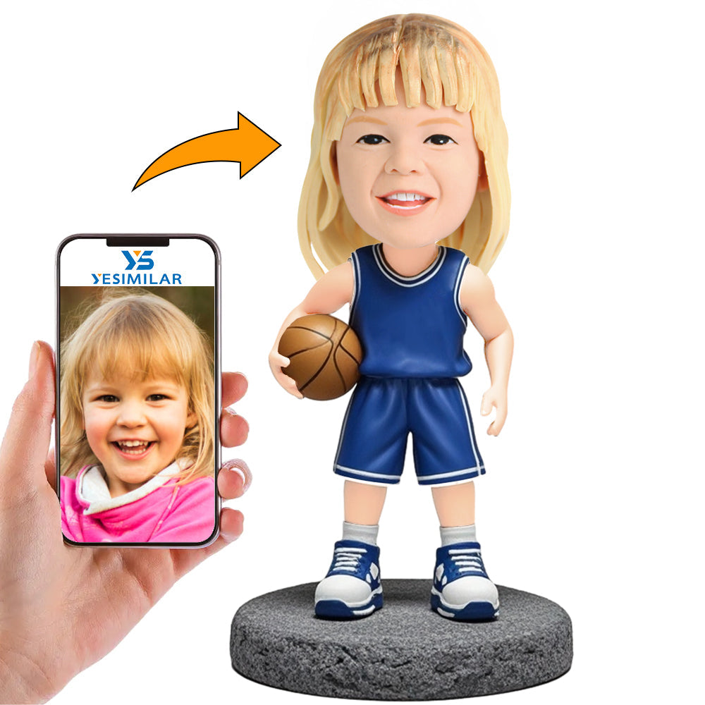 Handcraft Little Girl Playing Basketball Custom Bobbleheads