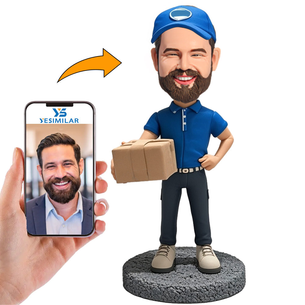 Handcraft Courier Holding Parcel Custom Bobbleheads