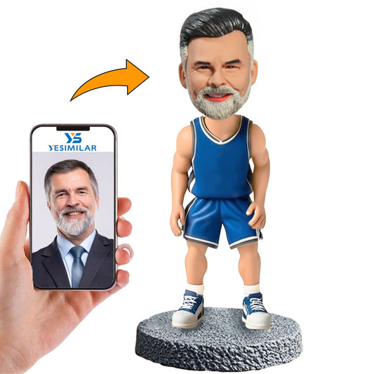 Handcraft Blue Suit Old Man Basketball Player Custom Bobbleheads