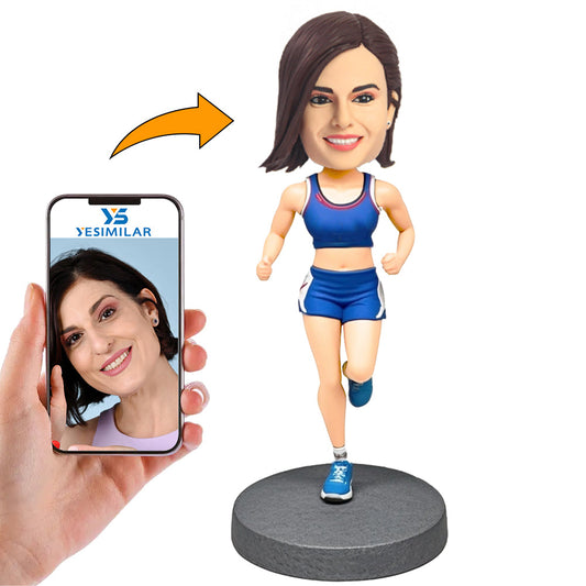 Handcraft Female Runner Sports Custom Bobbleheads