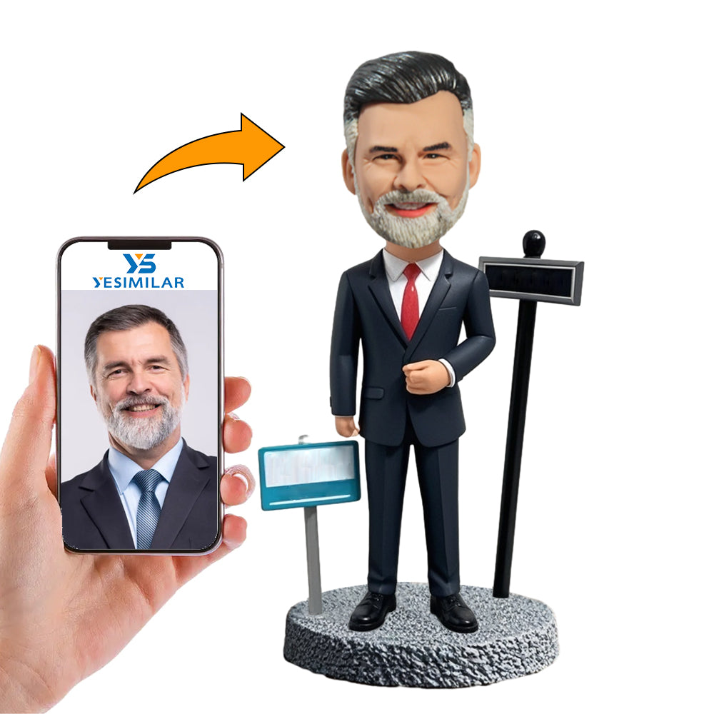 Handcraft Old Real Estate Agent in Business Suit Custom Bobbleheads