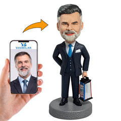 Handcraft Real Estate Agent Holding House Model Custom Bobbleheads