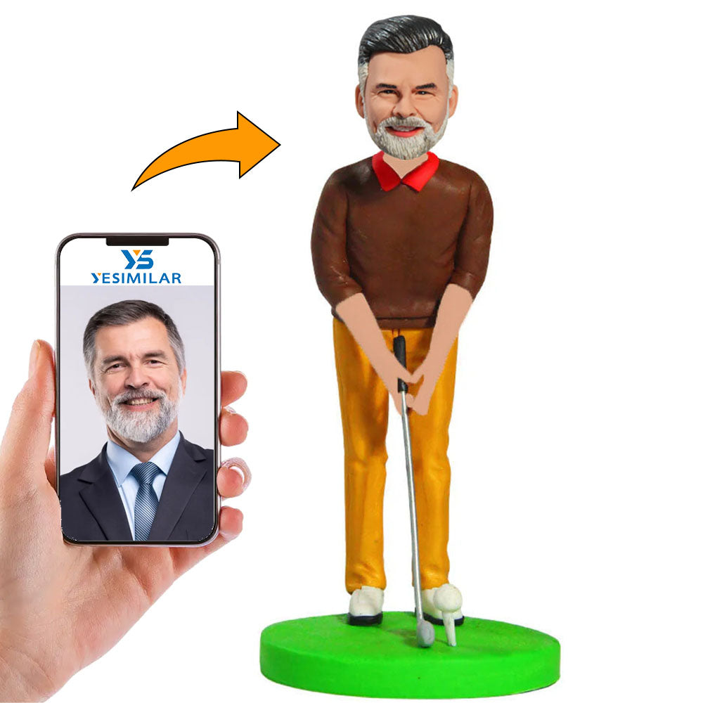 Golf Player with Golf Tee Custom Bobbleheads