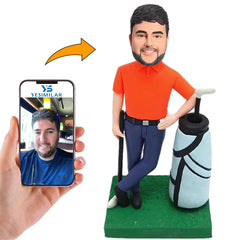 Orange Shirt Golfer Custom Bobbleheads Gifts