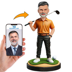 Orange Shirt Golfer Custom Bobbleheads