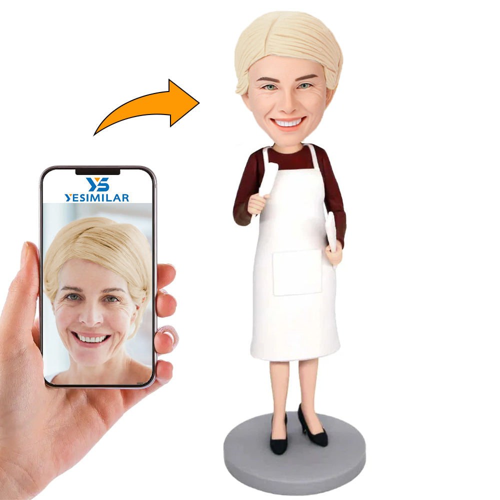 Handcraft Gifts for Mom Woman in Apron Custom Bobbleheads