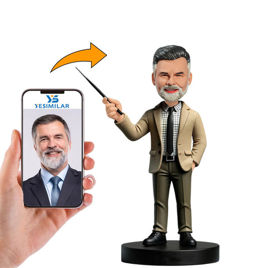 Male Teacher Holding Teaching Stick Custom Bobbleheads