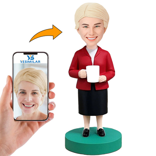Gifts for Mom Handcraft Mom Holding A Water Glass Custom Bobbleheads