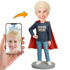 Handcraft Super Mom with Red Cape Custom Bobbleheads