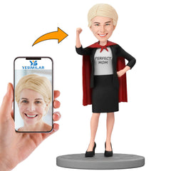 Handmade Perfect Mom In Skirt Suit With Cape Custom Bobbleheads