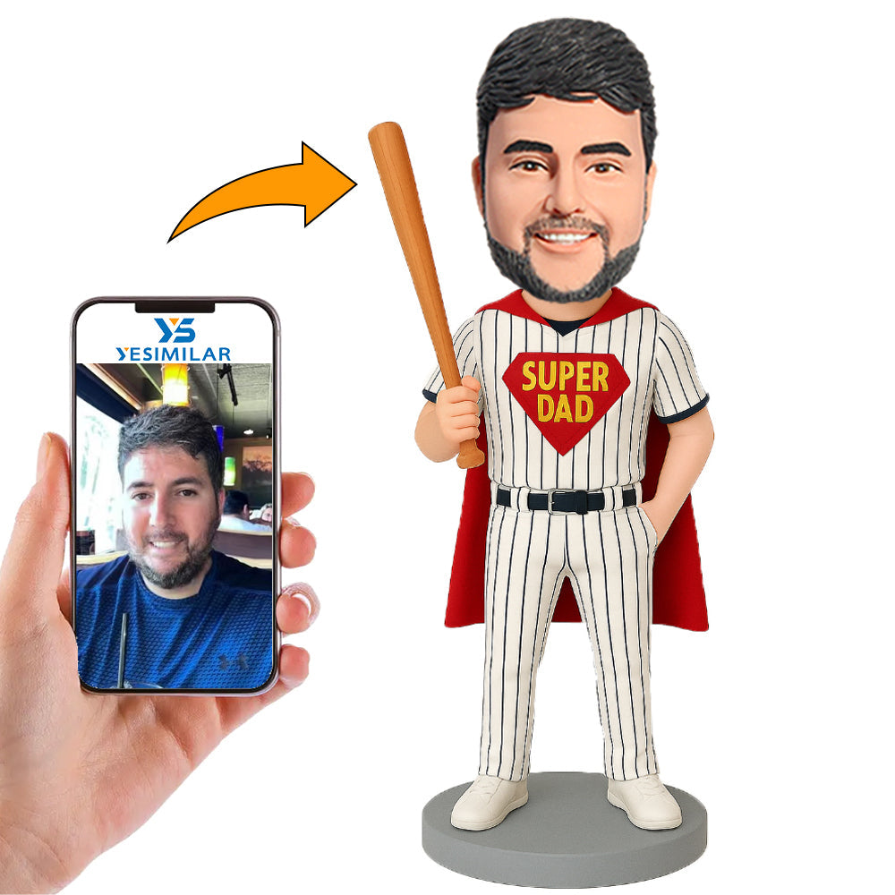 Handcraft Super Dad in Baseball Uniform Custom Bobbleheads