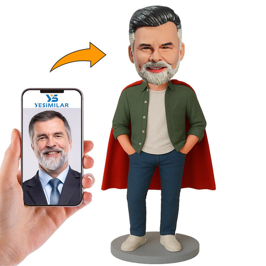 Handcraft Man in Green Jacket And Cape Custom Bobbleheads