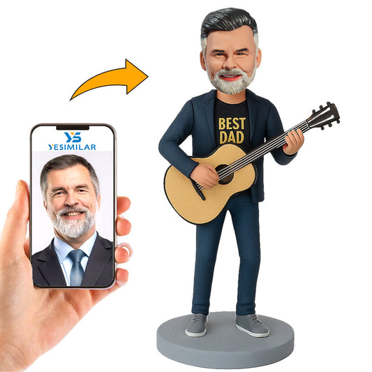 Handcraft Best Dad Playing Guitar Custom Bobbleheads