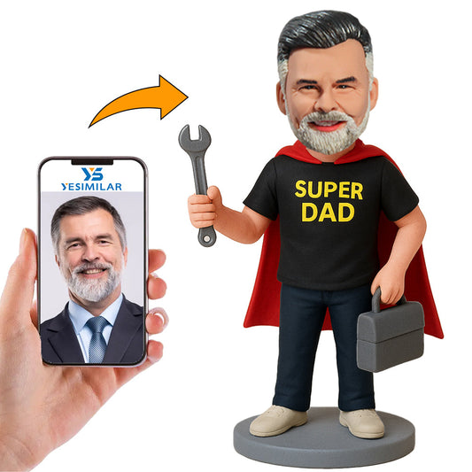Handcraft Super Dad Holding Wrench Custom Bobbleheads