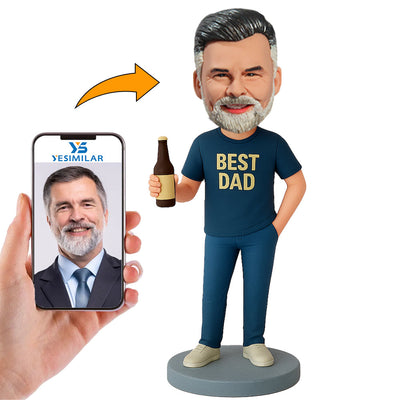 Dad with Beer Bottle Custom Bobbleheads