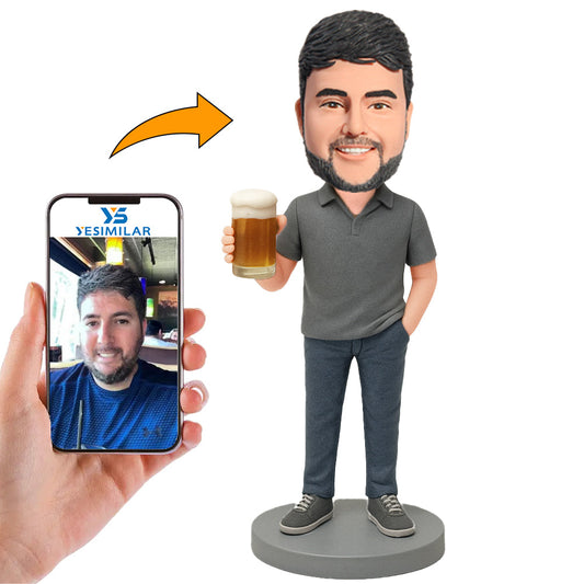 Handcraft Man Holding Beer Custom Bobbleheads