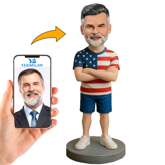 Handcraft Man Wearing American Flag Clothing Custom Bobbleheads