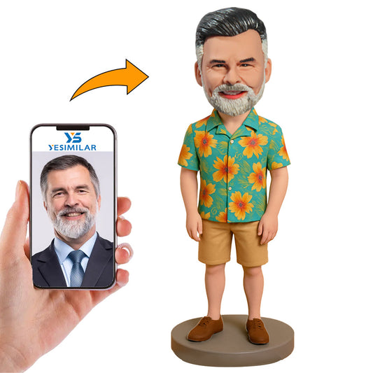 Handcraft Man in Floral Shirt Custom Bobbleheads