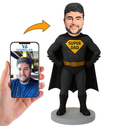 Handcraft Black Suit Super Dad Custom Bobbleheads