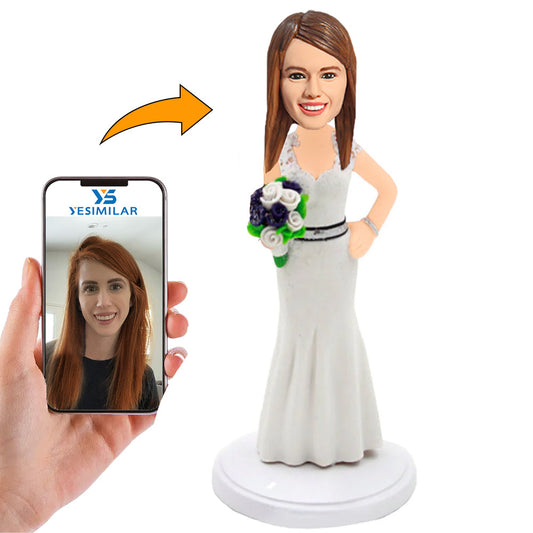 Bridesmaid Holding Flowers Custom Bobbleheads