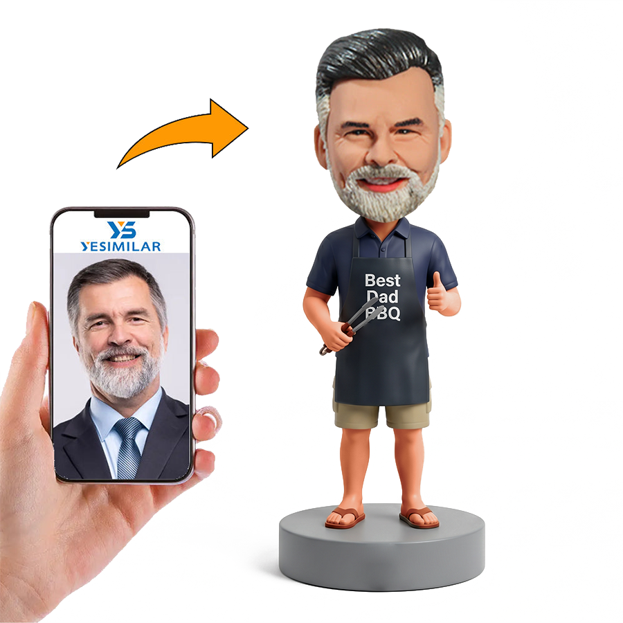 Casual Dad Cooking BBQ Male Custom Bobbleheads